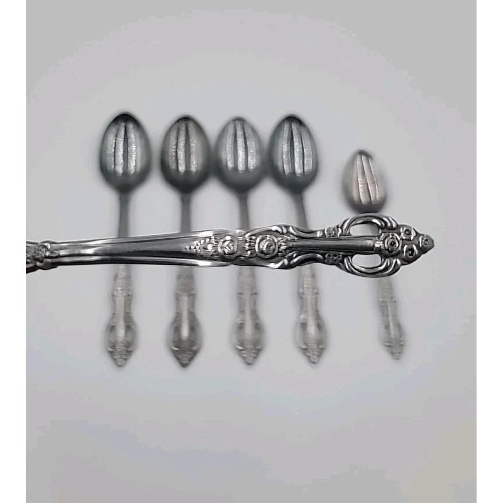 5pc MXF1 Maxam Silver Stainless Japan Silverware Flatware Black‎ Accent Floral